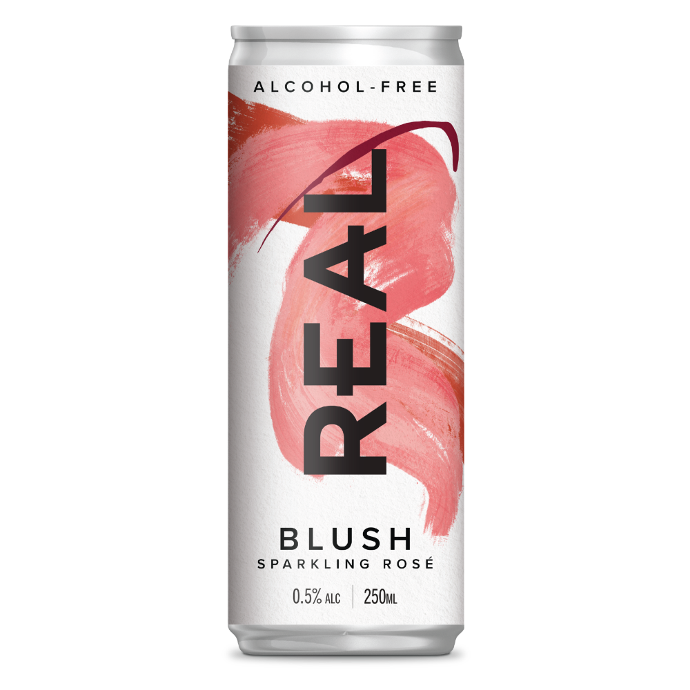 REAL Alcohol-Free REAL Blush Sparkling Rosé, Formerly Peony Blush, 12 x 250 Ml Cans