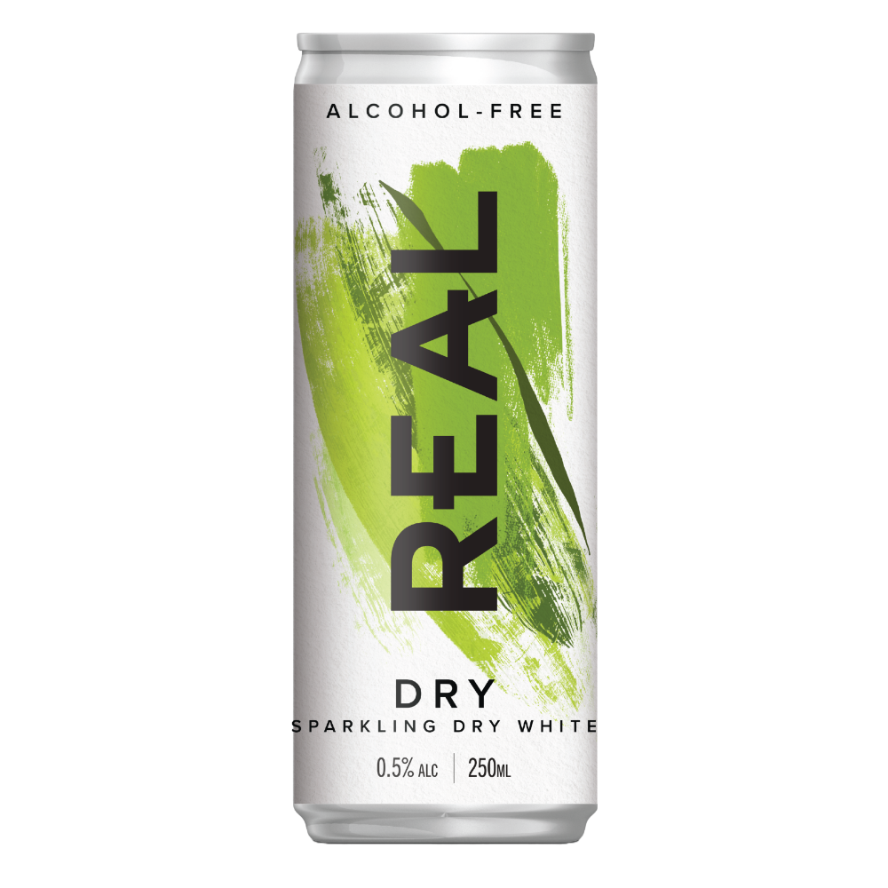 REAL Alcohol-Free REAL Dry Sparkling White, Formerly Dry Dragon, 12 x 250 Ml Cans