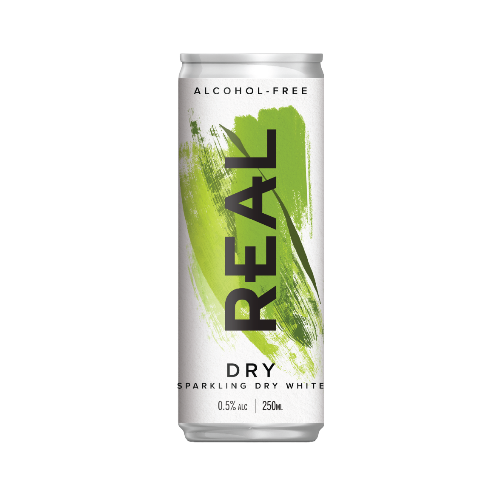 REAL Alcohol-Free REAL Dry Sparkling White, Formerly Dry Dragon, 12 x 250 Ml Cans