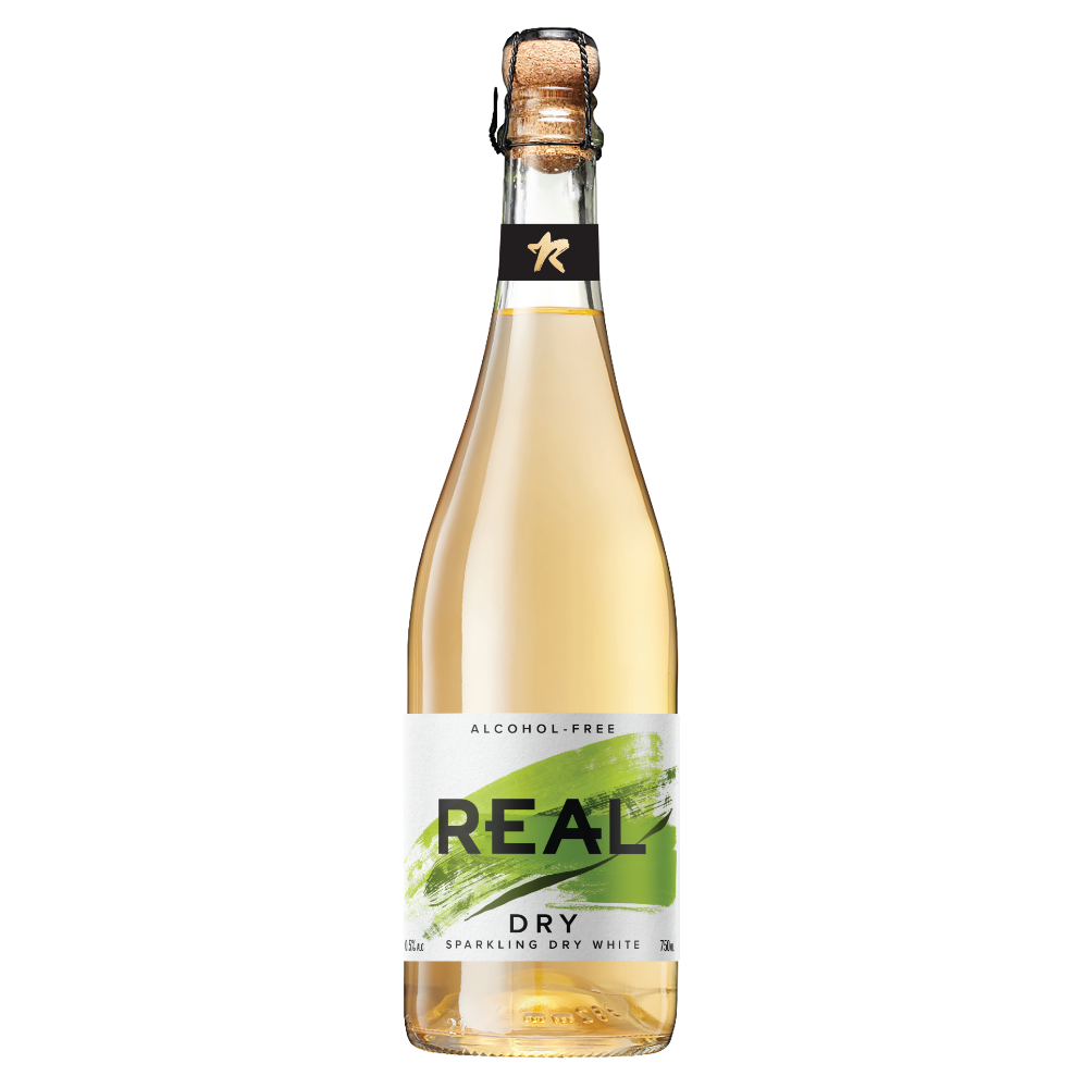 REAL Alcohol-Free REAL Dry Sparkling White, Formerly Dry Dragon, 6 x 750 Ml Bottles